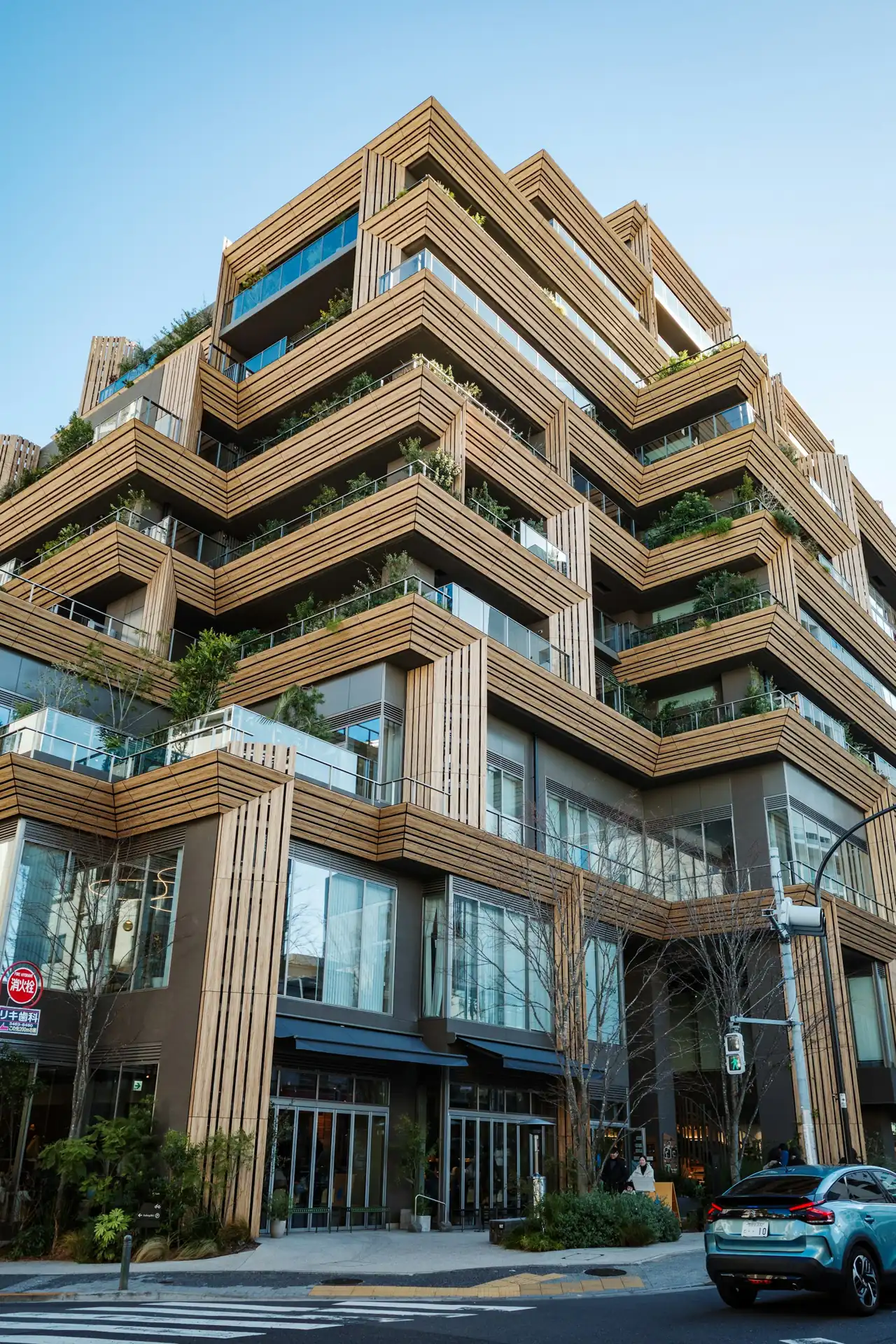 Mixed-use building with shops at street level (representative image)